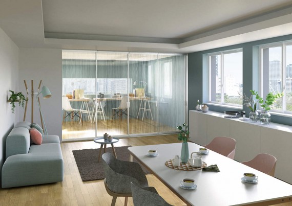 ガラス：ストリング フレーム：ピアマットシルバー ／ファミット ガラスデザインシリーズ YKK AP