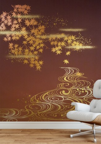 金彩が美しい絵のような仕上がり　「ART JAPANESQUE」　竜田川　AJPRM01／菊池襖紙工場